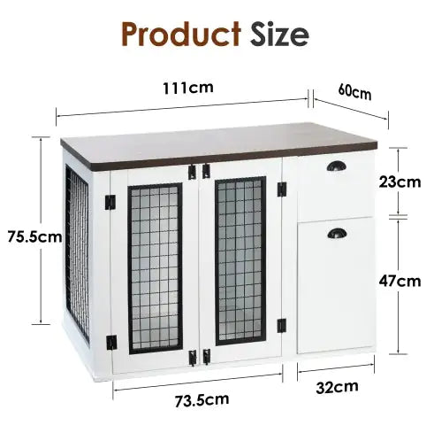 Dual-Door Wooden Dog Kennel