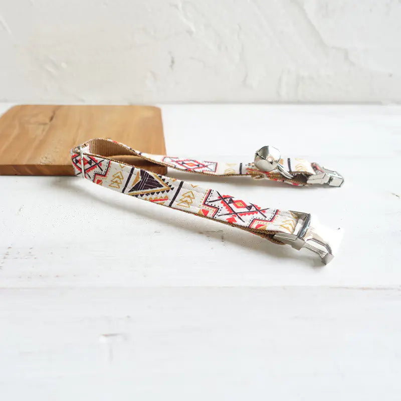 Adjustable Brown Ethnic Cat Collar by MUTTCO