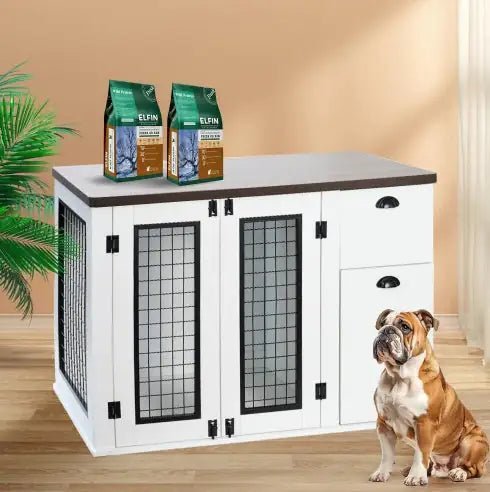 Dual-Door Wooden Dog Kennel