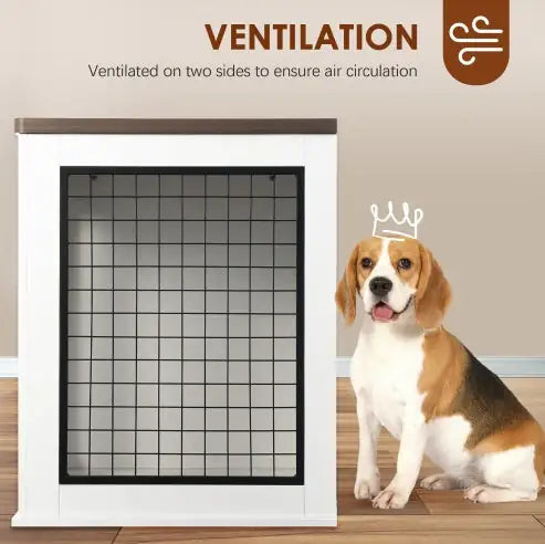 Dual-Door Wooden Dog Kennel