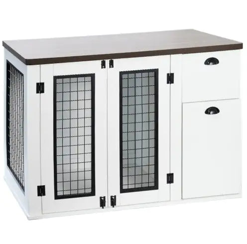 Dual-Door Wooden Dog Kennel