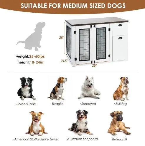 Dual-Door Wooden Dog Kennel
