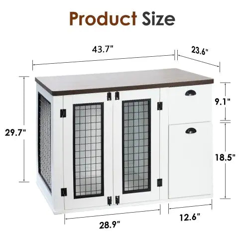 Dual-Door Wooden Dog Kennel
