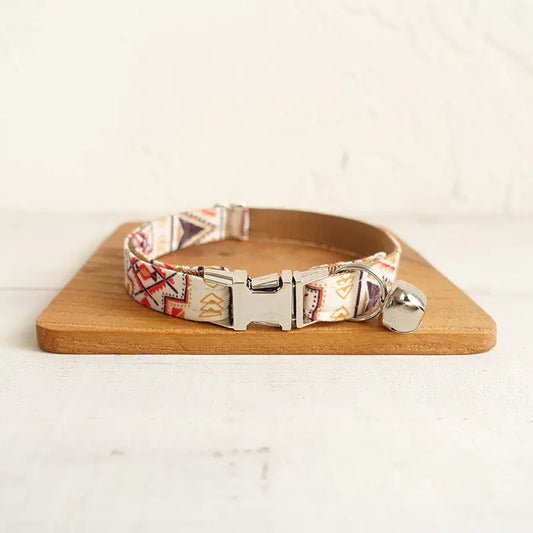 Adjustable Brown Ethnic Cat Collar by MUTTCO