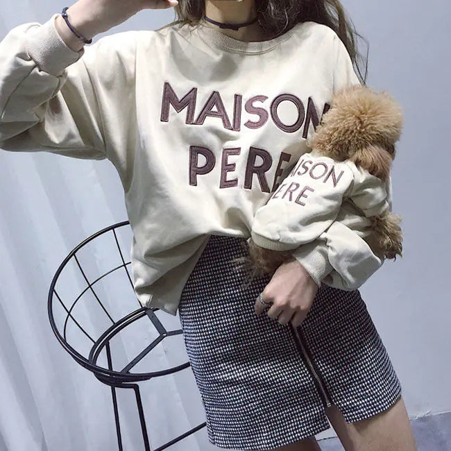 Embroidered Maison Pere Cotton Sweater for Dog and Owners